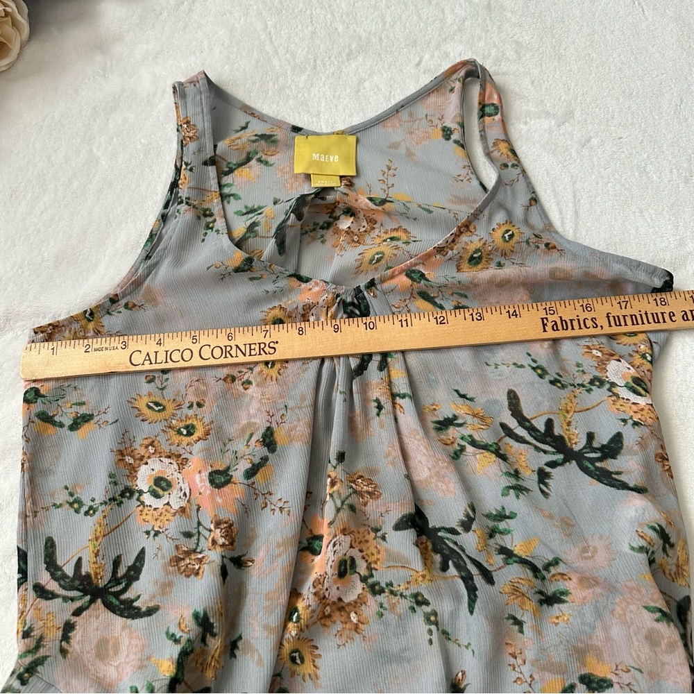 Anthro Maeve Floral Magda Handkerchief Ruffle Tunic Top Small - Picture 11 of 11